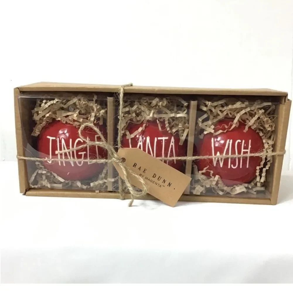 Rae Dunn Festive Ceramic Christmas Tree Ornaments Bundle New In Box